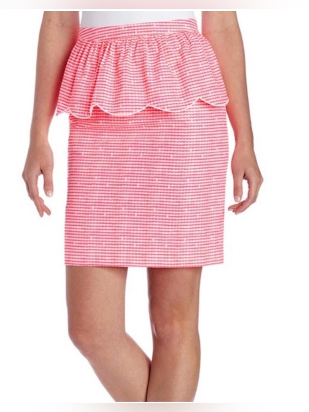 Lilly Pulitzer thyme skirt fiesta pink gingham style 48545 size 6 preppy no flaw